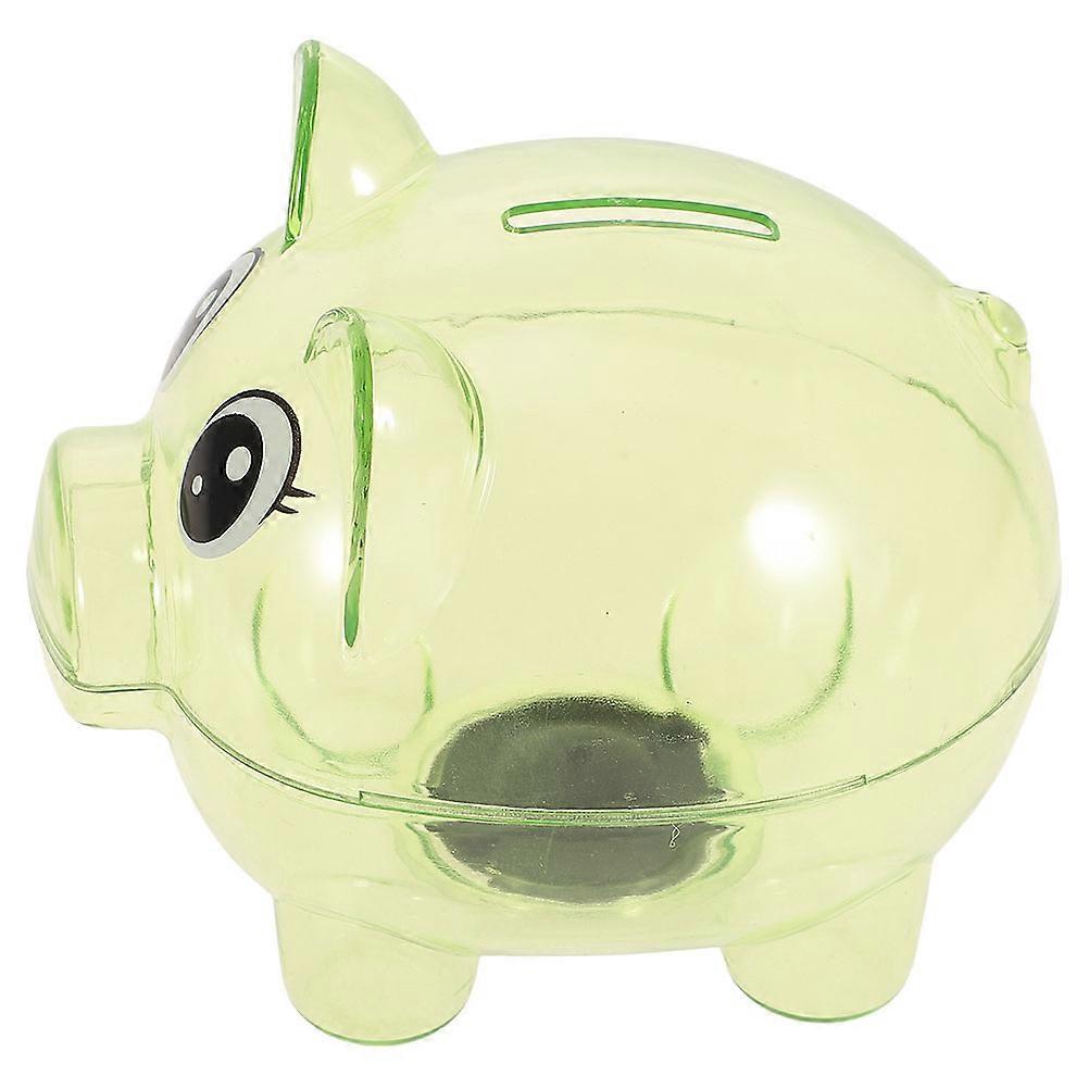 Transparent Plastic Piggy Bank for Kids in Green Color for Storage Use with 0.5L Capacity
