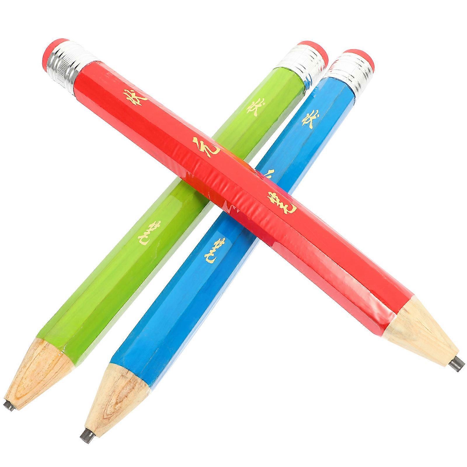 Giant Pencils Wooden Pencils For School And Art Projects Use Erasable Writing 3Pcs