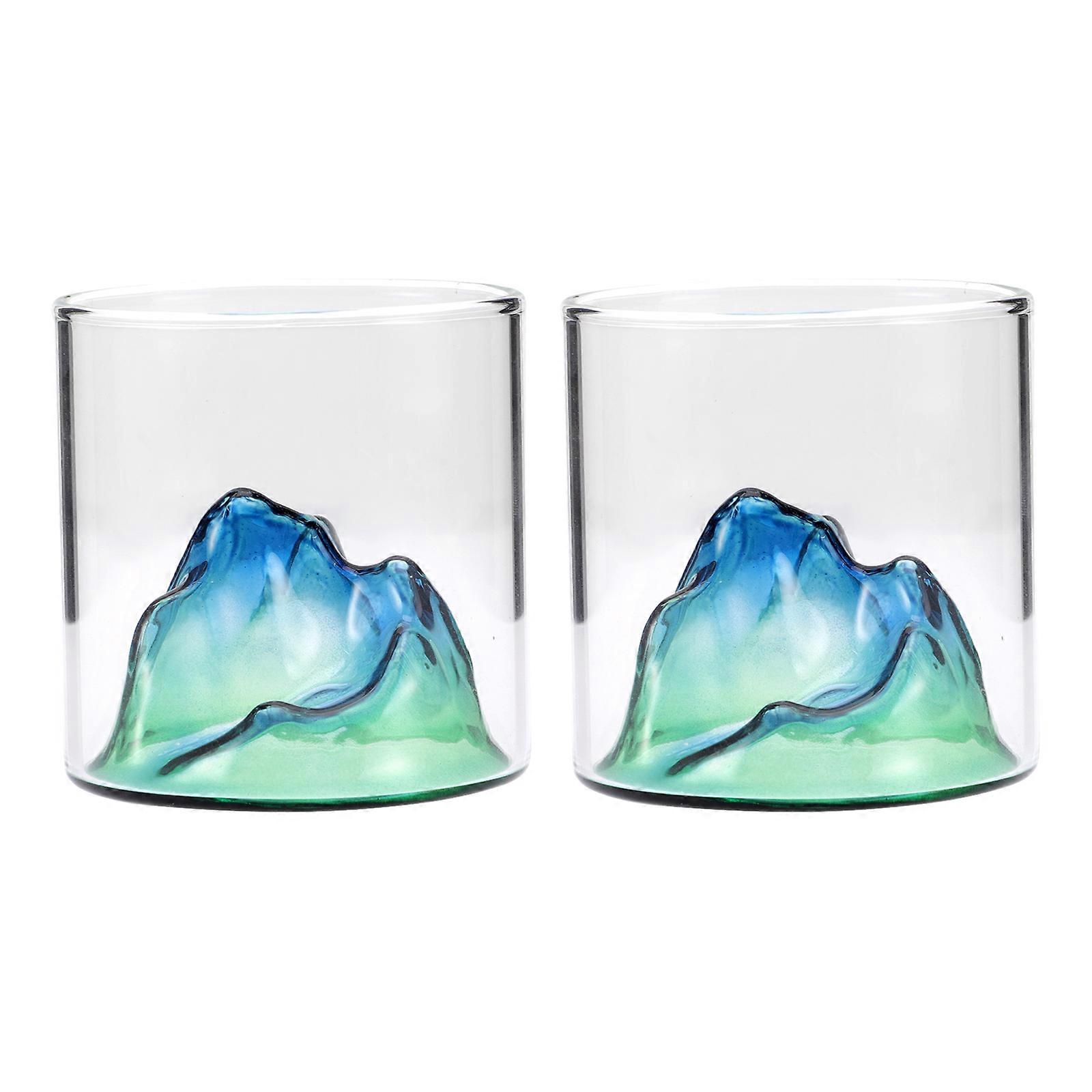 Drinking Glasses Whiskey Glasses Mountain Shaped Glasses Home Use 7x7cm Preserve Natural Flavor 2Pcs