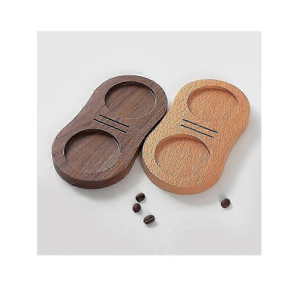 2-Piece Beech & Walnut Coffee Powder Press Mats - Size 167x88mm