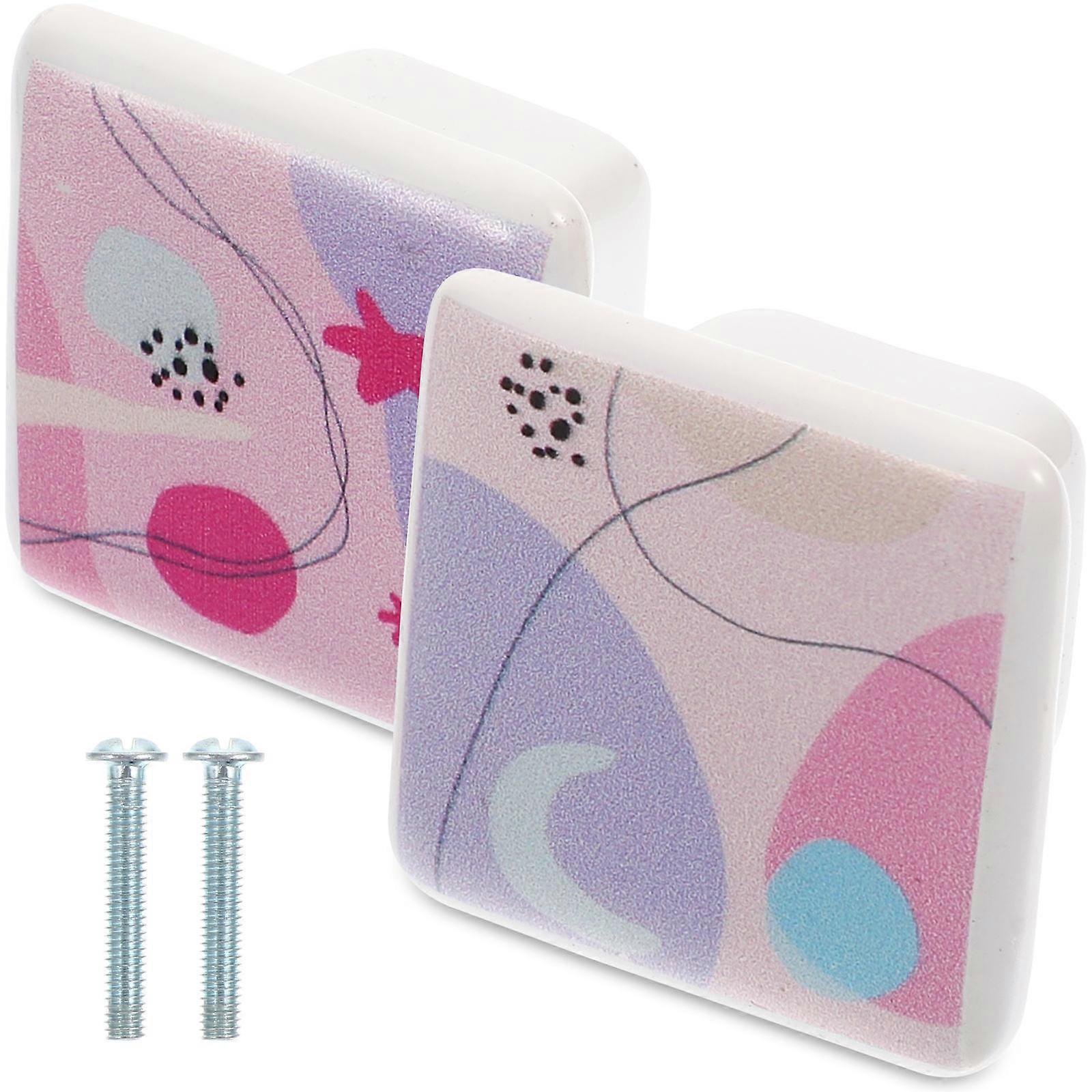 Kitchen Handles For Cabinets Square Door Pull Decorative Home Improvement Pink 2Pack