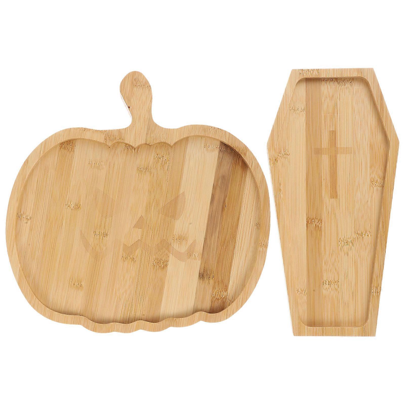 Wood Serving Tray for Storage Versatile Reusable Tray for Fruit Dessert Salad 2pcs Assorted Color