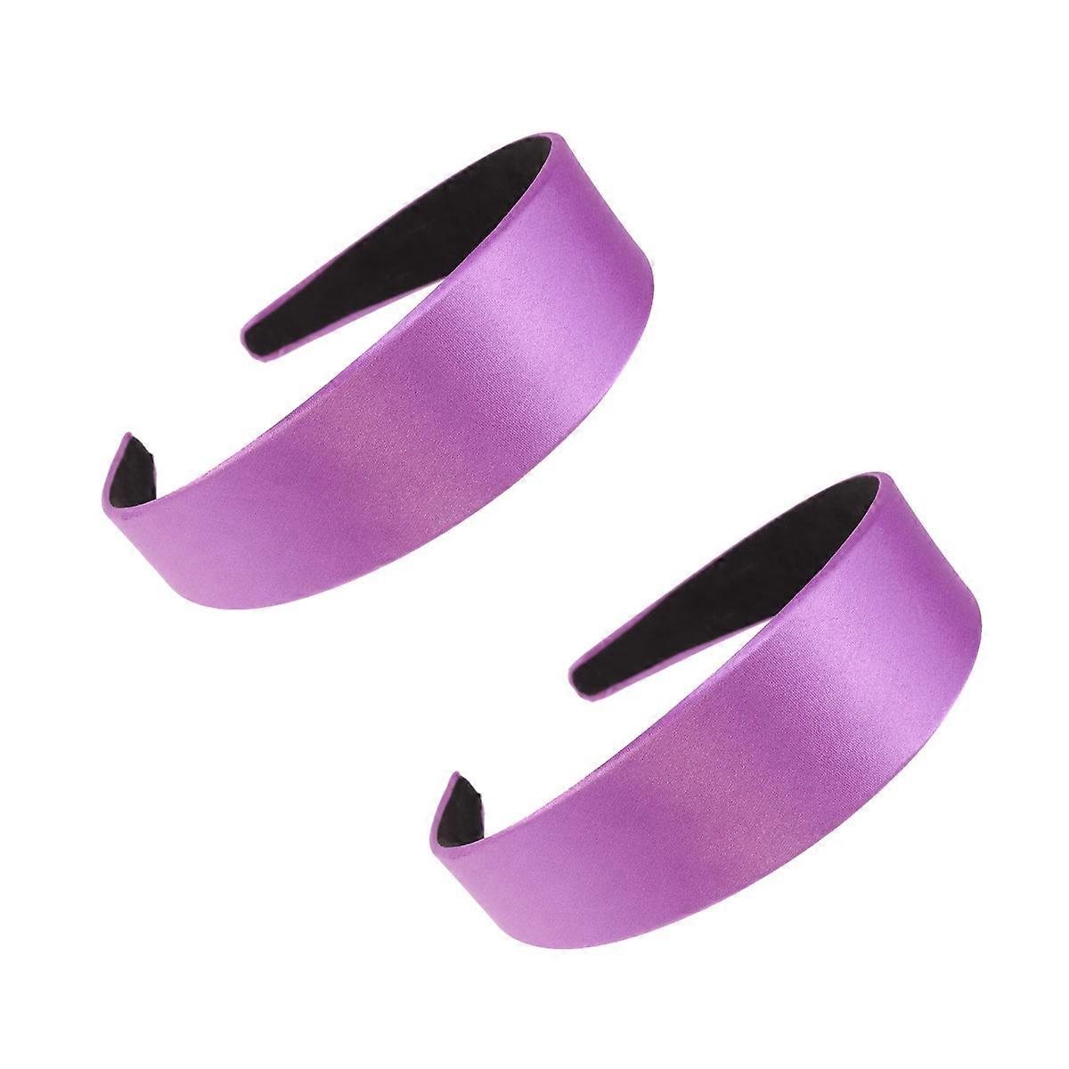 Elegant Cloth Headband for Decoration with Solid Purple Color and Unique Design Fits Most Heads 2 Pieces
