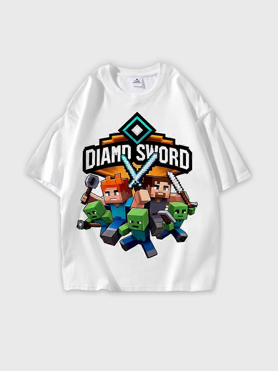 T-shirt round neck Cartoon Role Pattern loose short sleeve E3376