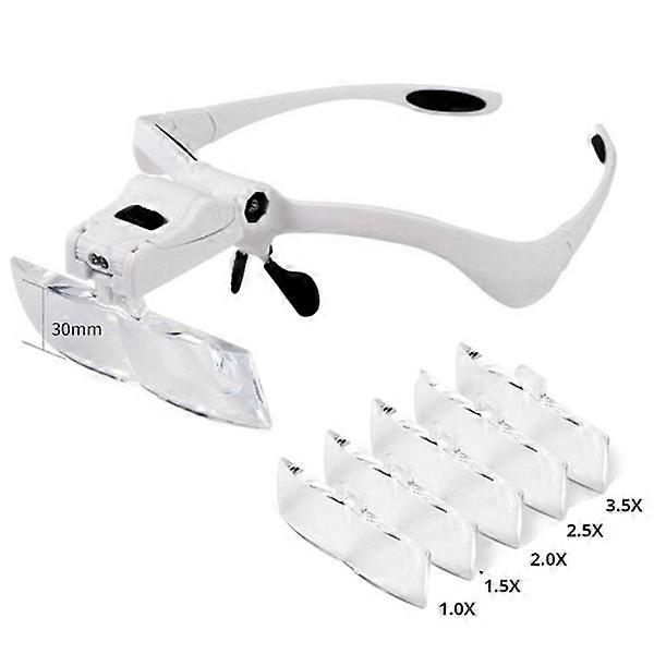Head Mounted Magnifying Glass with LED Light 5 Different Magnifications Portable Extension Widen 3.5X Magnifying Glass