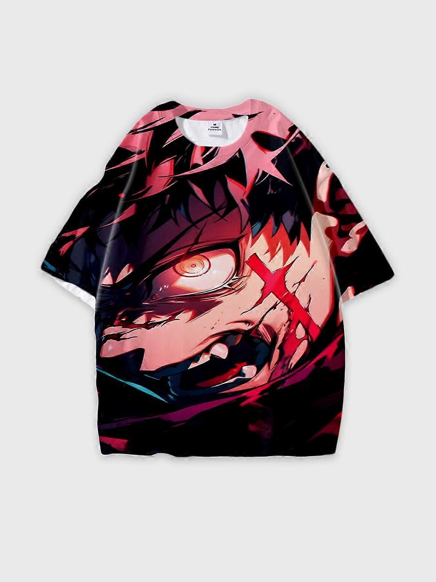 T-shirt round neck Character Pattern loose short sleeve P1355