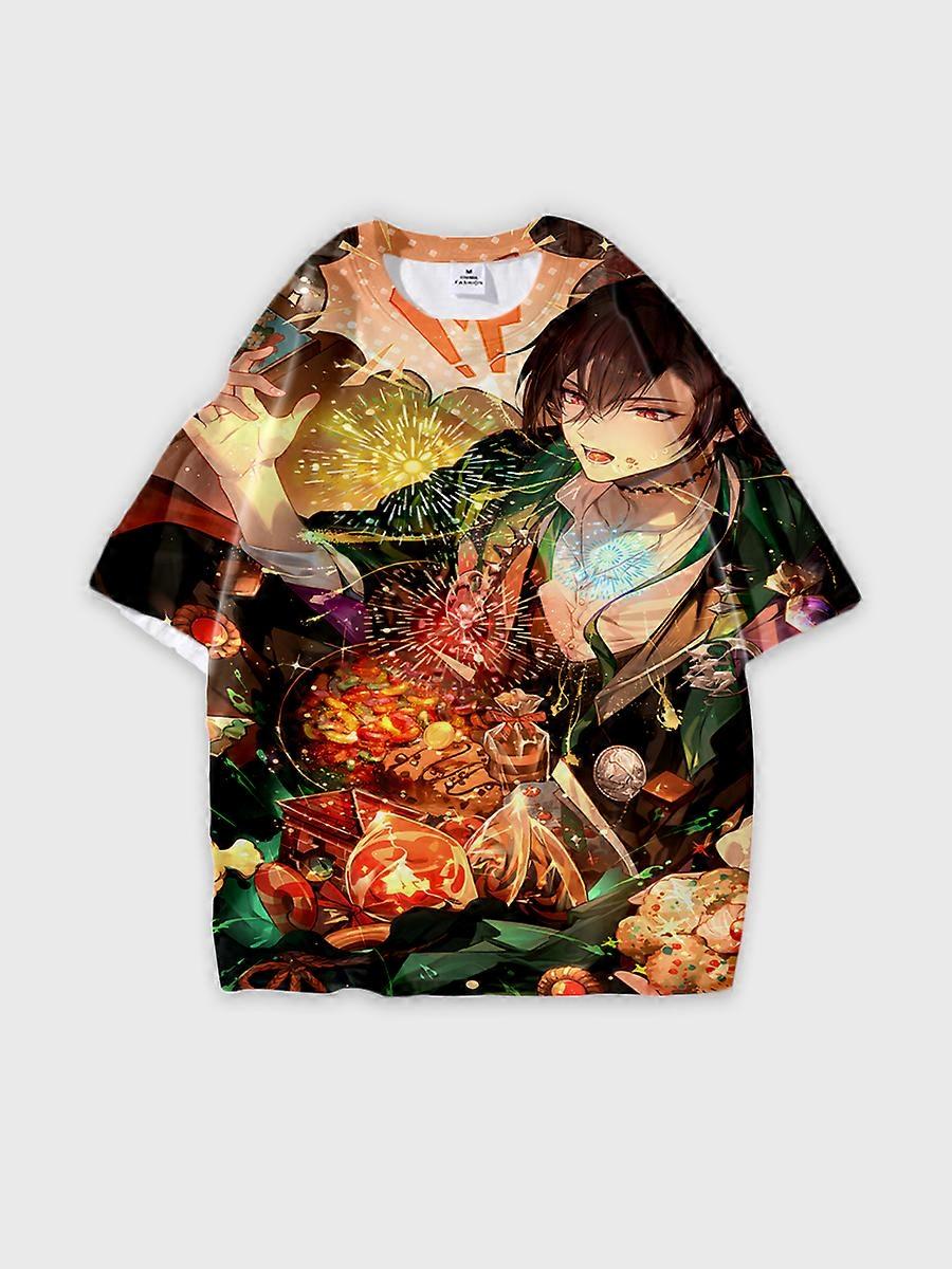 T-shirt round neck Role Pattern loose short sleeve E753