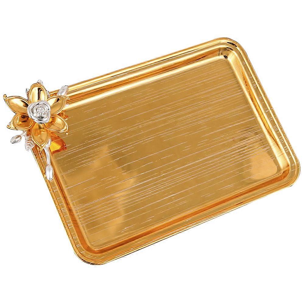 Metal Food Serving Tray Decorative Rectangular Serving Platter Snacks Plate for Home Party