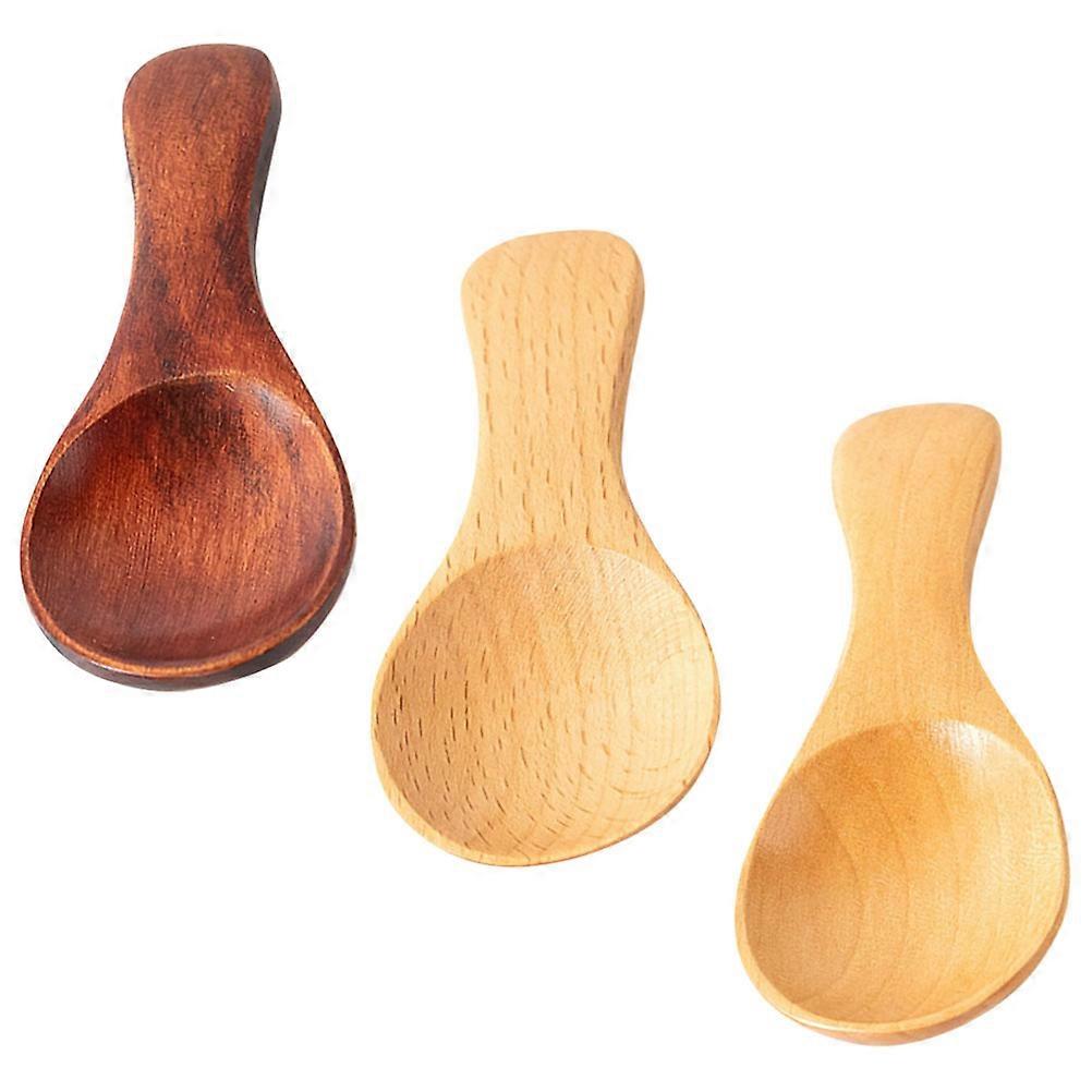 3pcs Mini Wooden Spoon with Short Handle for Tea Coffee Kitchen Accessories