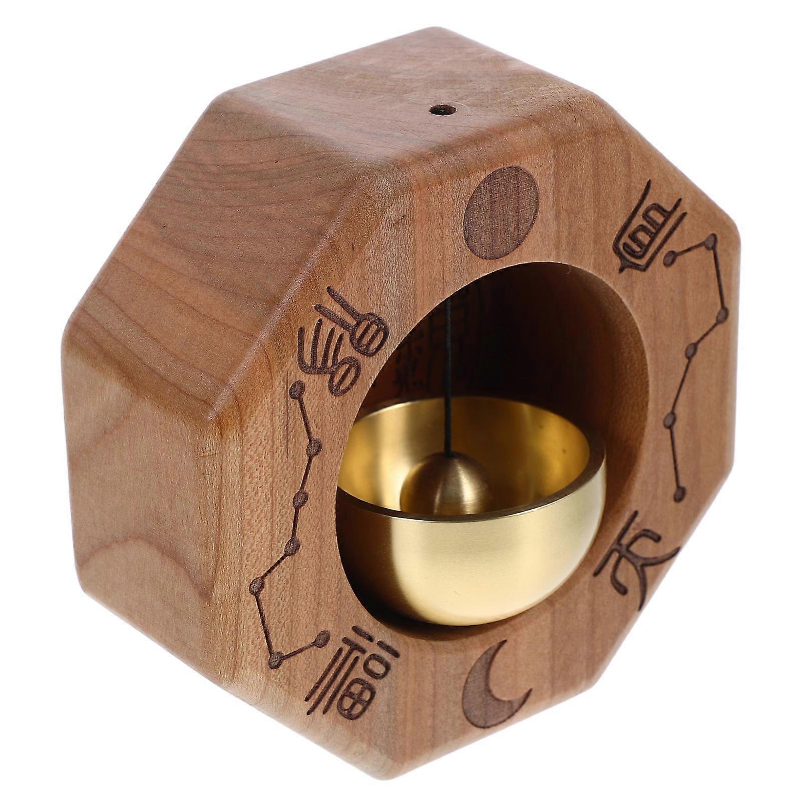 Wooden Door Bell with Brown Copper Finish for Decor Crisp Sound Meaningful Design Easy Installation 4.7 Inches