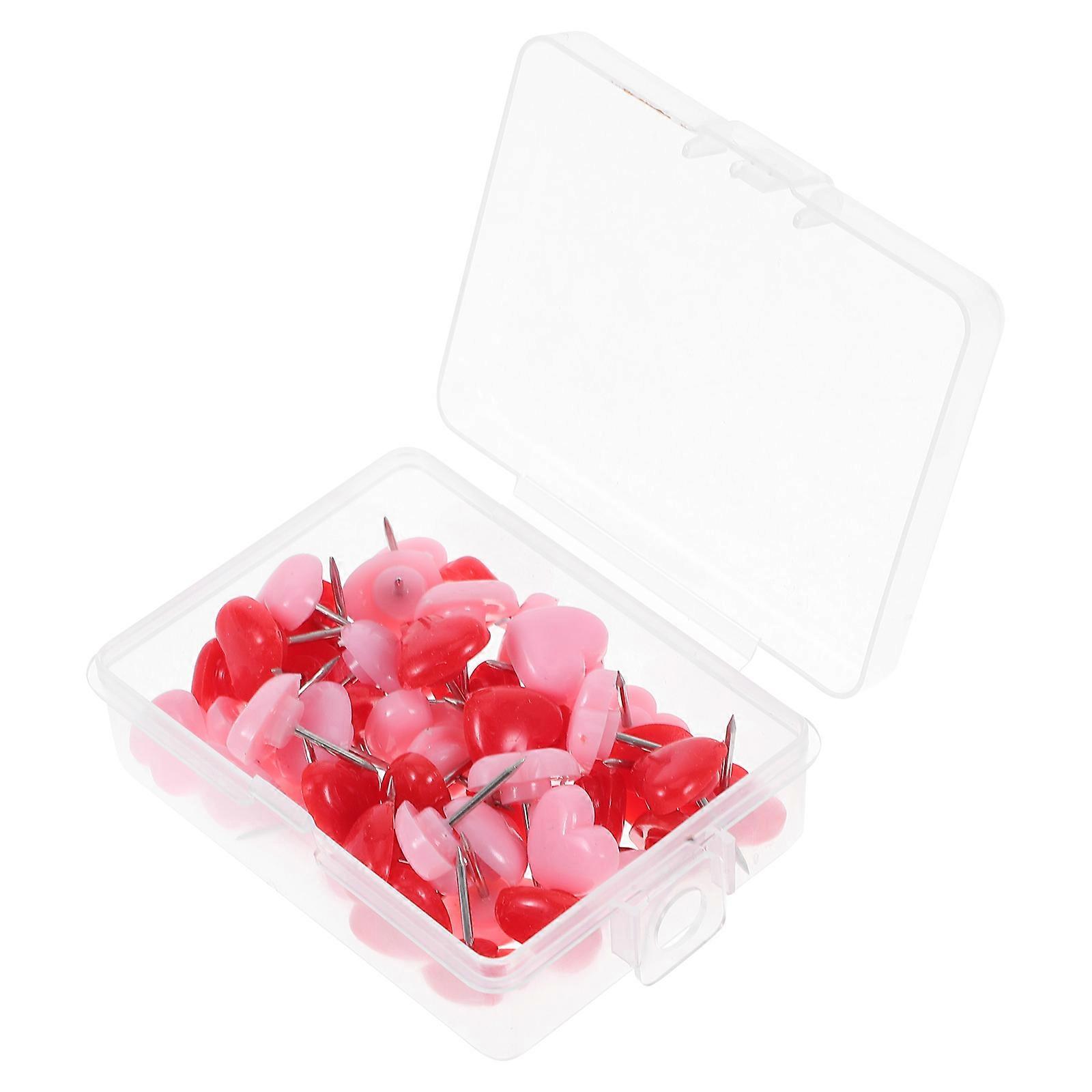 Heart Push Pin Thumbtacks For Home Use Office Use School Use 1.6X1.20X1.10CM Assorted Color Message Fixing 50Pcs