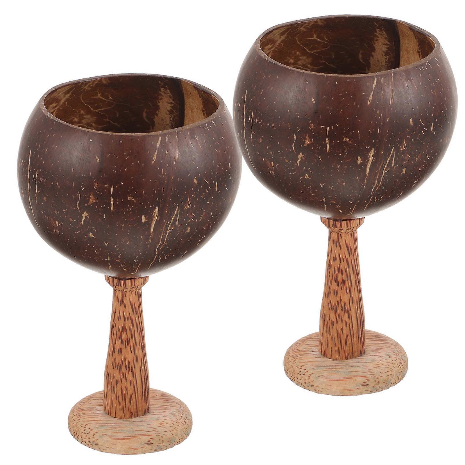 2pcs Coconut Shell Cocktail Goblet Unique Decorative Party Cups Smooth Surface Safe Reusable For Home