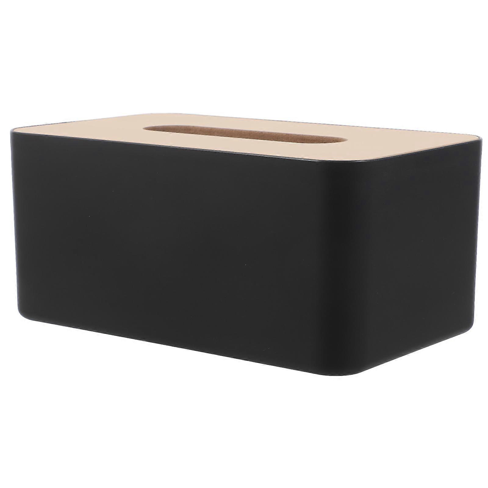 Rectangular Tissue Box Cover in Wood Plastic Material, Simple Desktop Holder for Living Room, Office & Bedroom Use, Fits Standard Tissue Boxes