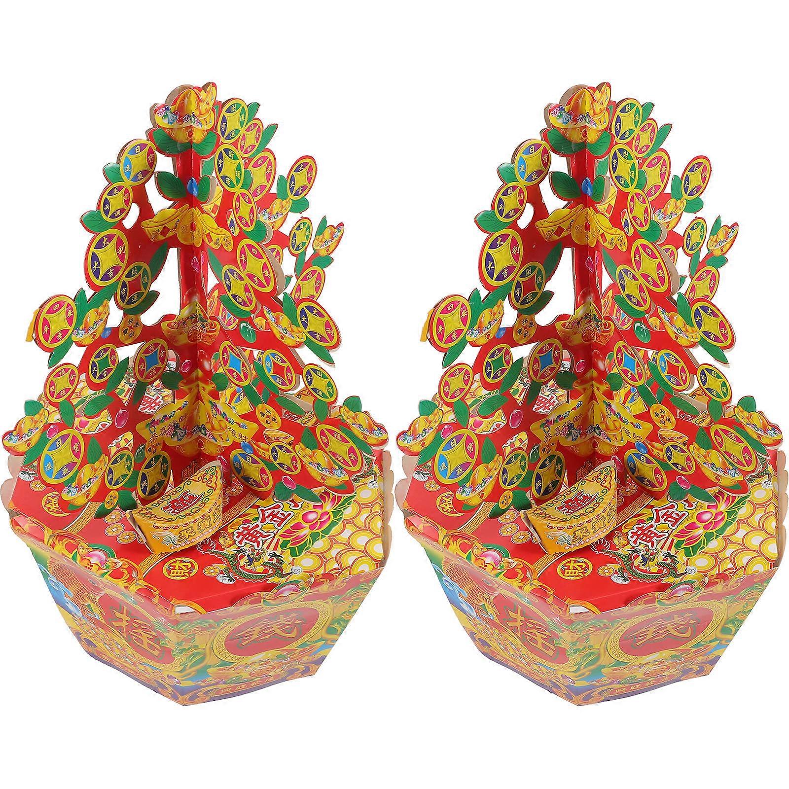 Burn Money Tree Ancestor Money Tree Role-Playing Assorted Color 60x35cm Burning Offering 1 Pair