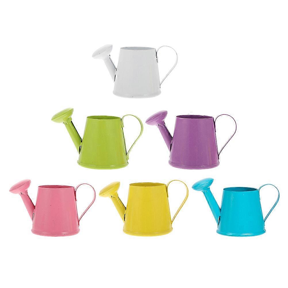 6pcs Mini Watering Can Set Durable Iron Handheld Design for Indoor Plant Watering and Miniature House Decoration