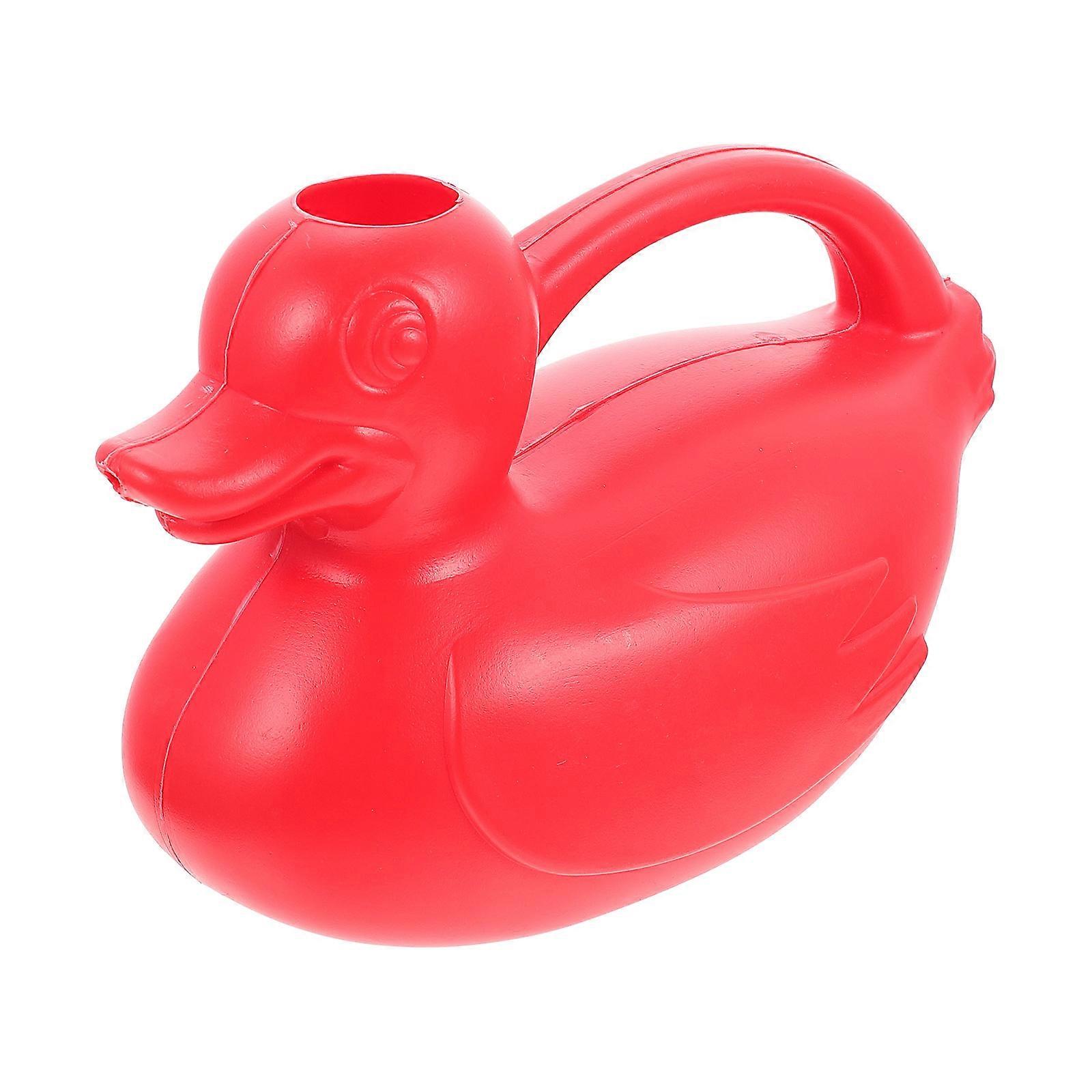 Adorable Duck Shaped Watering Can for Home in Red Plastic Excellent Water Effect and Delicate