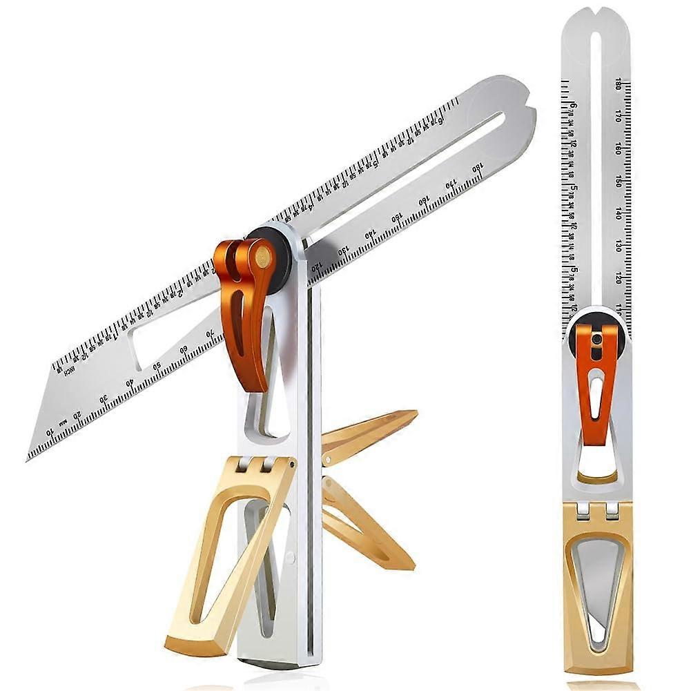Stainless Steel Schwalbenschwanzklemmen with 1:6 and 1:8 Angles for Woodworking - T-Shaped Sliding Angle Ruler and Protractor