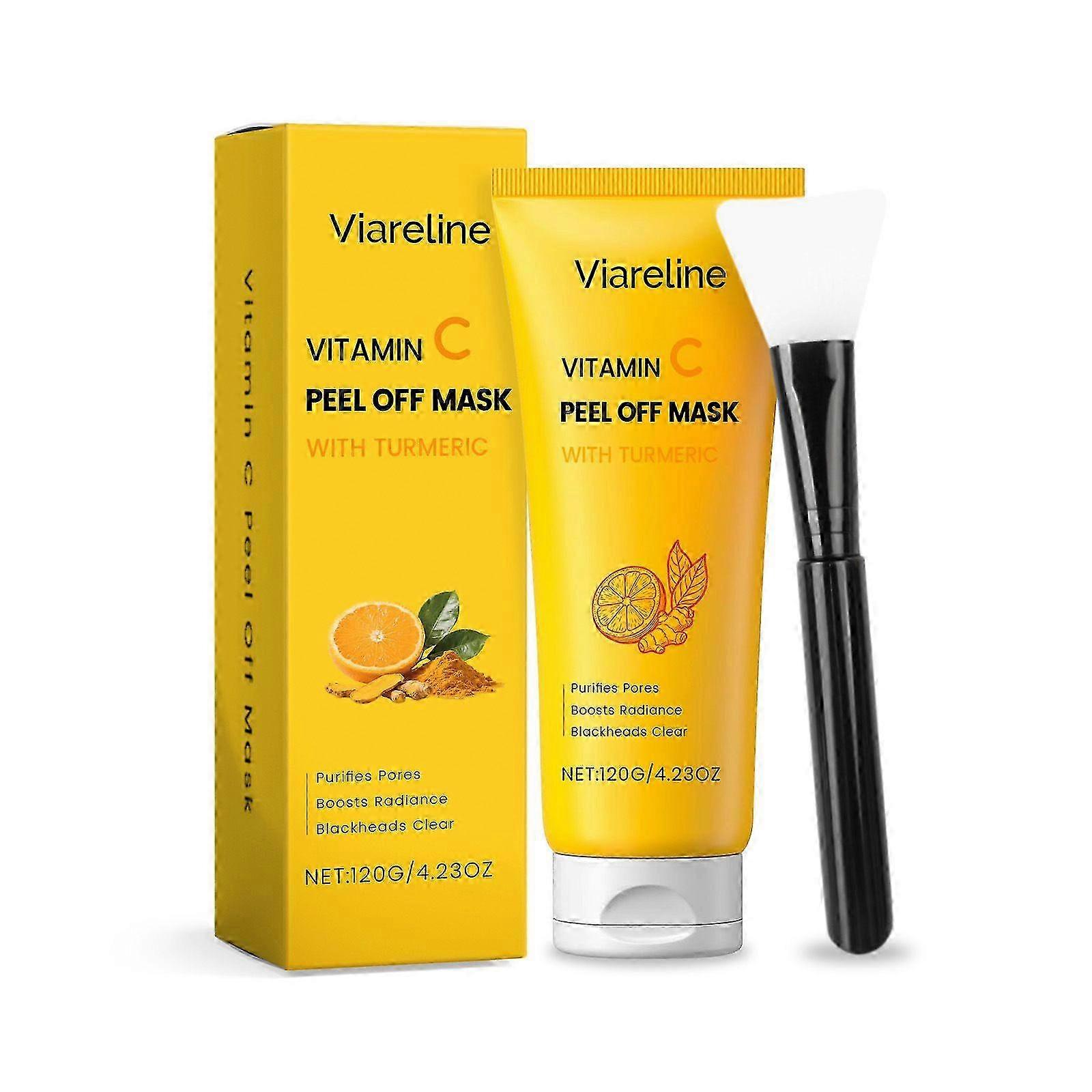 Vitamin C & Turmeric Blackhead Remover Mask - Deep Cleansing Peel Off Facial Mask for Blackheads, Pores & Oily Skin - Men & Women