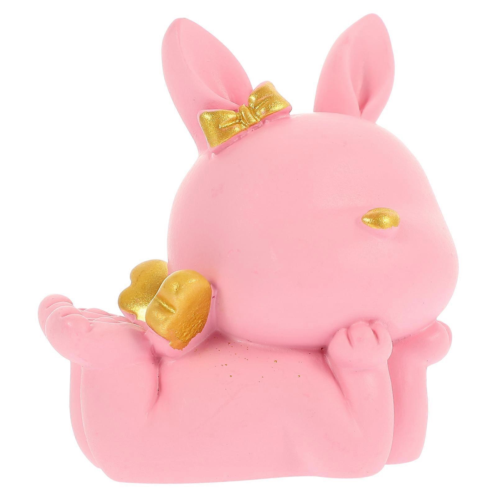 Cute Cartoon Zodiac Rabbit Figurine 1 Piece Resin Bunny Decoration for Desk Top DIY Craft
