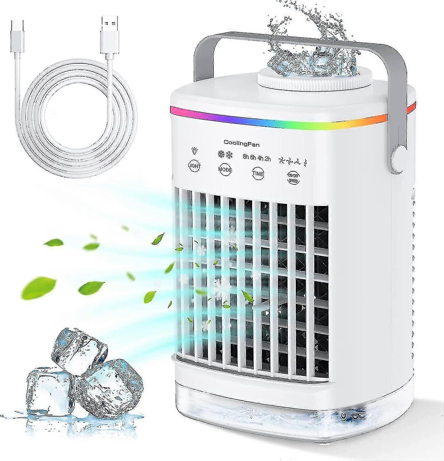Portable Air Cooler, 5 In 1 Mini Air Conditioners Personal Mobile Evaporative Cooler Usb Desk Cooler Fan