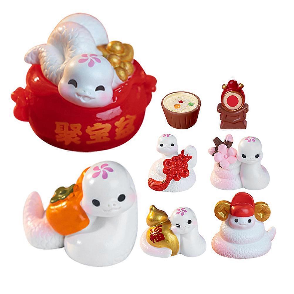 Lucky Resin Snake Figurines for Chinese New Year Decoration Assorted Color Mini Statues