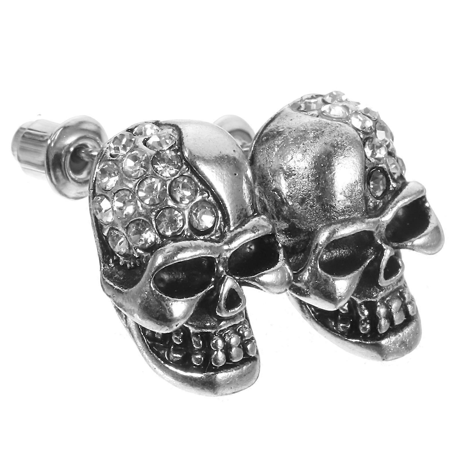 Rhinestone Adorned Skull Earrings Designed for Stylish and Versatile Use