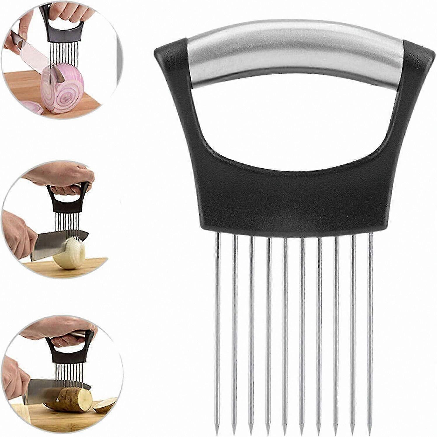 Multi-Functional Stainless Steel Vegetable and Fruit Slicer, Handheld Onion Potato Tomato Lemon Cutter, Circular Clip Design for Easy Kitchen Food Pre