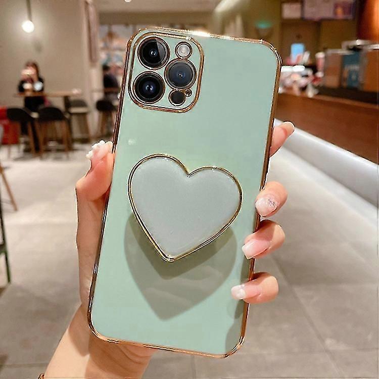For iPhone 13 Electroplating Love Heart Holder TPU Phone Case