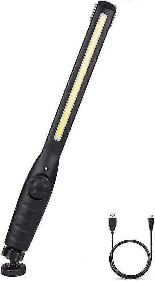 Work light rechargeable COB work light, slim USB inspection light LED work light with rotary switch and 360 rotating magnetic base and hook for auto r