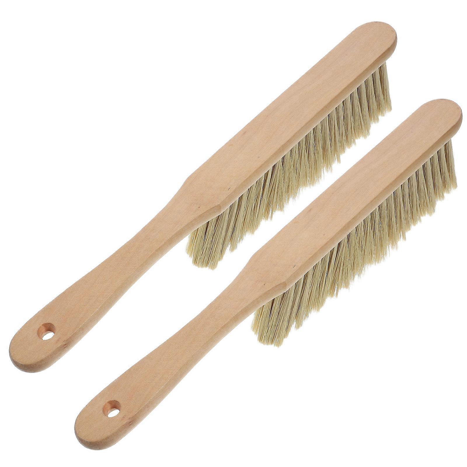Wooden Dust Brush for Cleaning with Portable Nonslip Handle Durable Poplar Material Brown Small Size