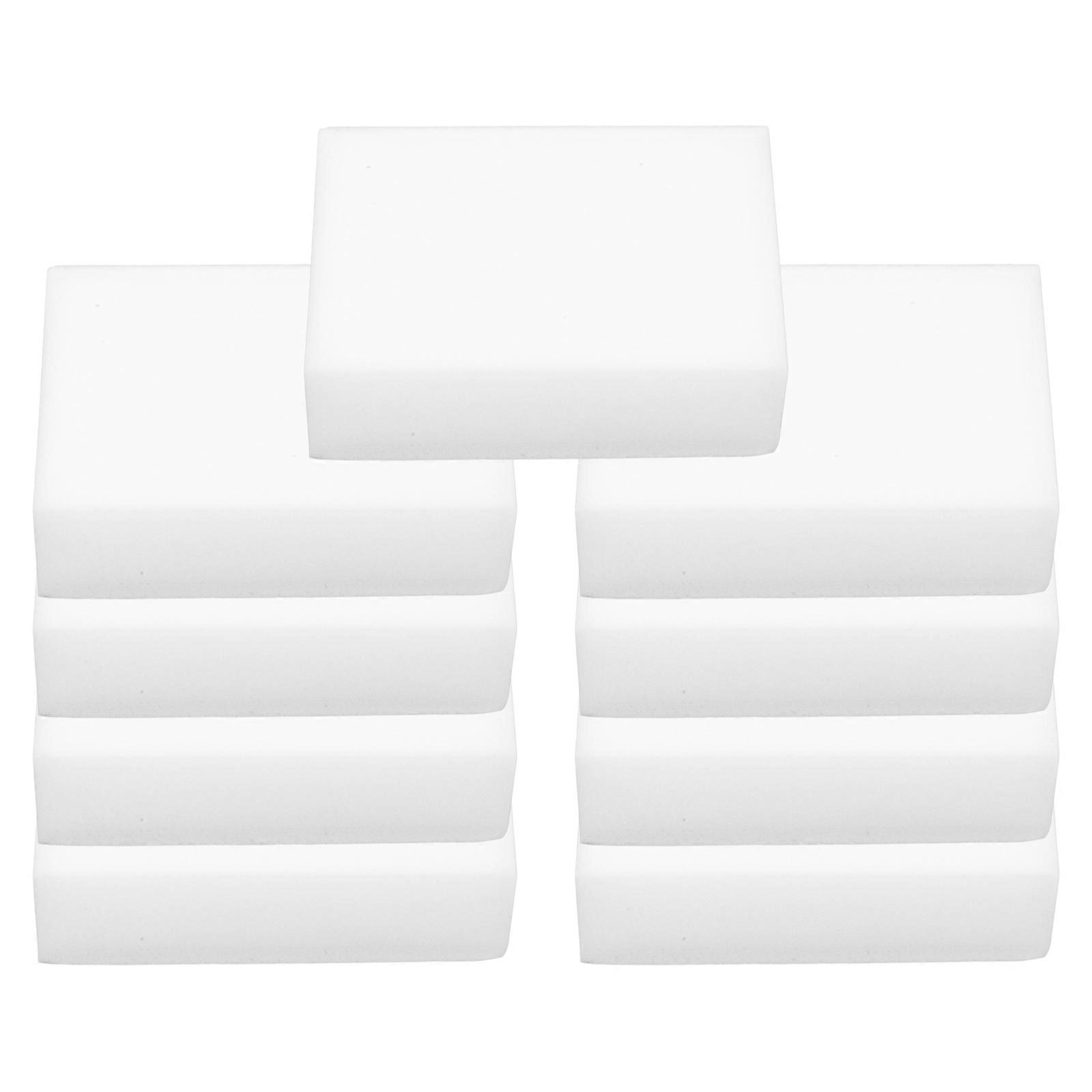 Dishwashing Scrubber 10Pcs White Stain Removal Kitchen Cleaning Sponge For Household Users Rectangular Design