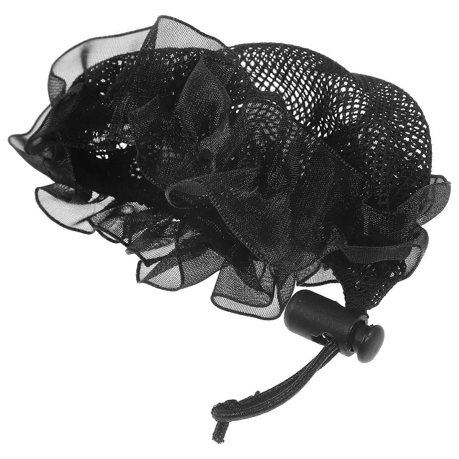 Black Hair Net Bun Cover for Ballet Performance Made of Comfortable Cloth Easy to Use with Drawstring 6.5 Inches