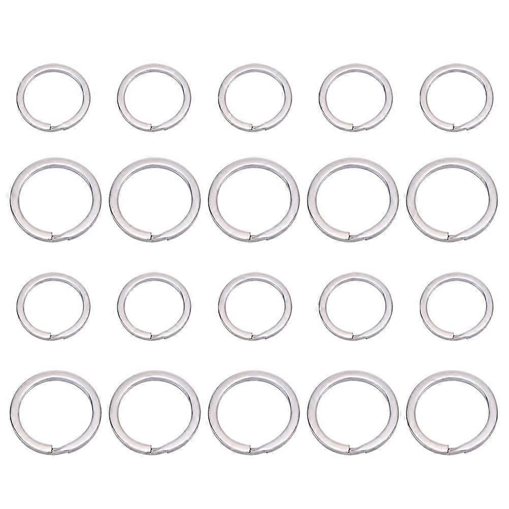 20PCS Key Chain Ring Connector Keychain Flat Circle Keyrings Accessories Silver
