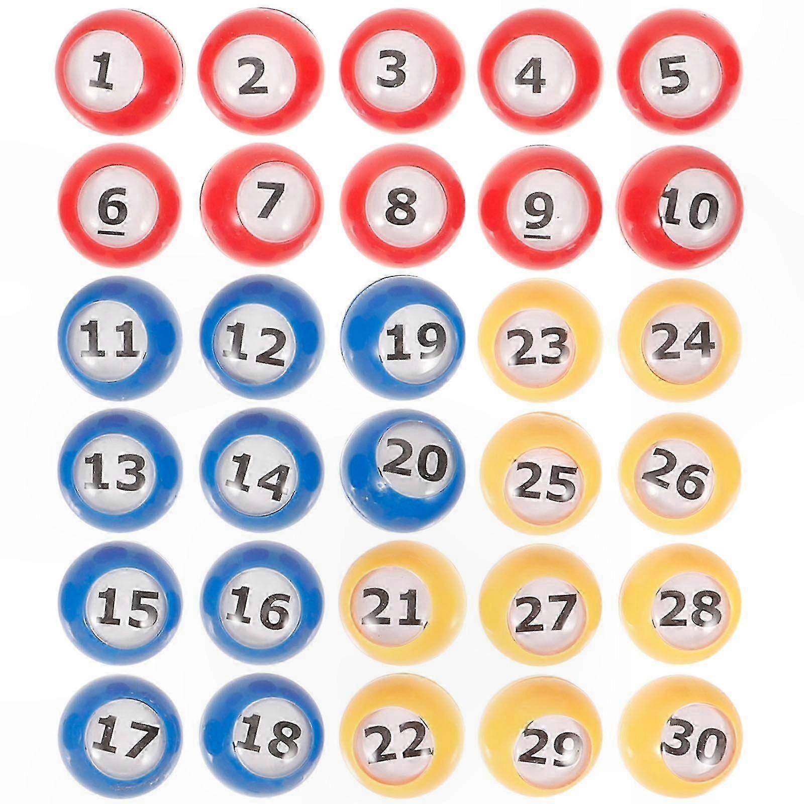 30-Pack Numbered Bingo Balls for Games and Lottery Use Plastic Game Ball Props Replacement Set