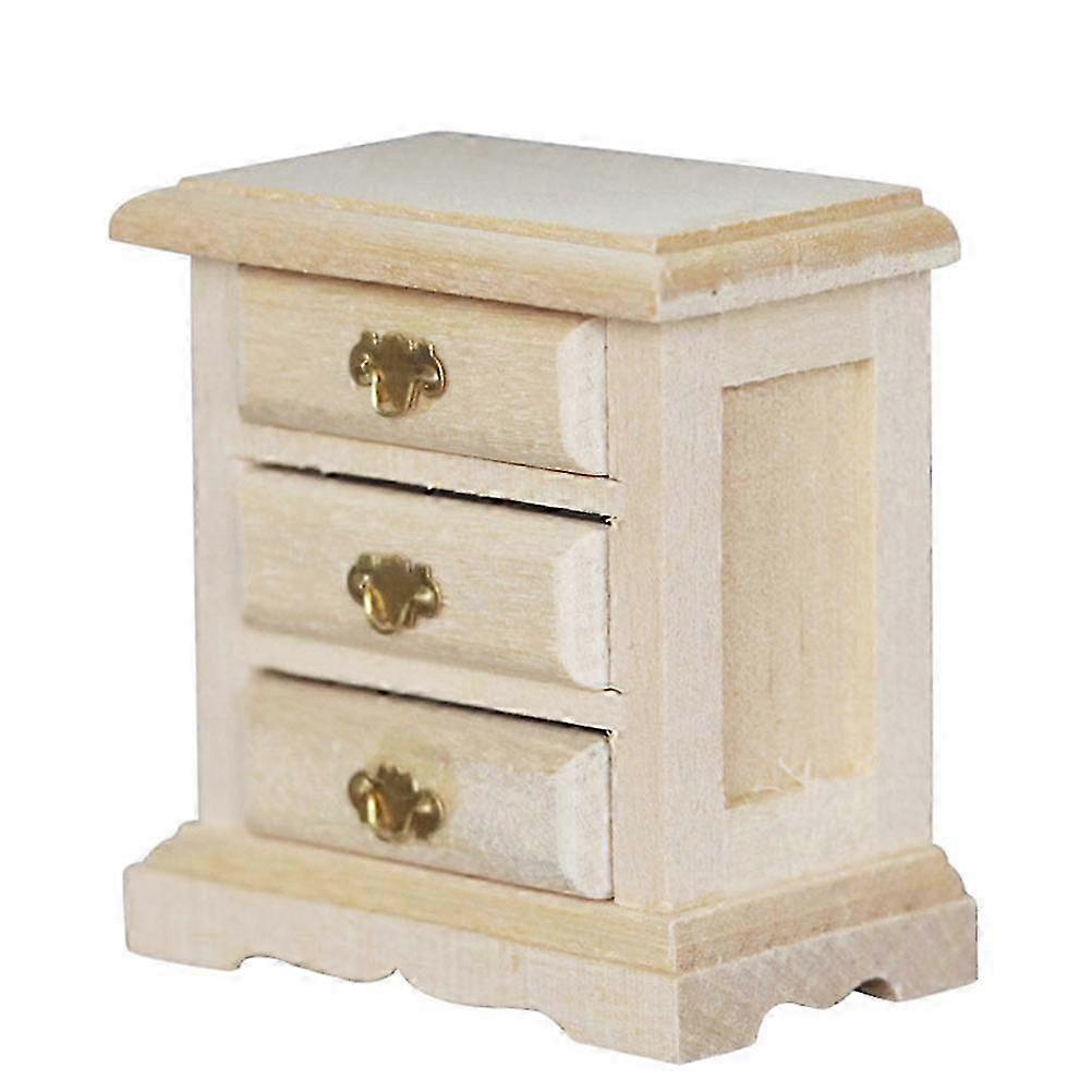 2025 1PC Mini House Night Table Model Wooden Mini Bedside Table Model Decoration