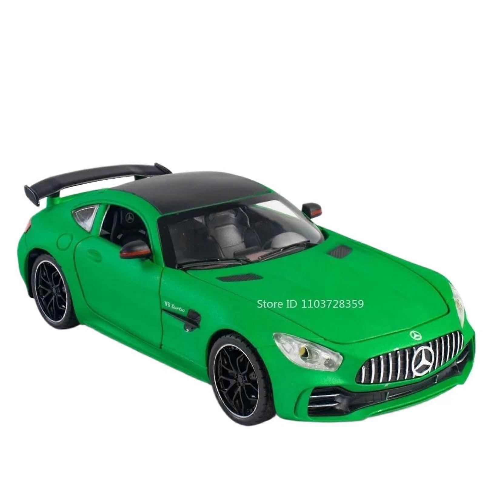 1:24 Scale Model Car, Diecast Alloy with Sound and Light, Green Miniature Sports Car Model