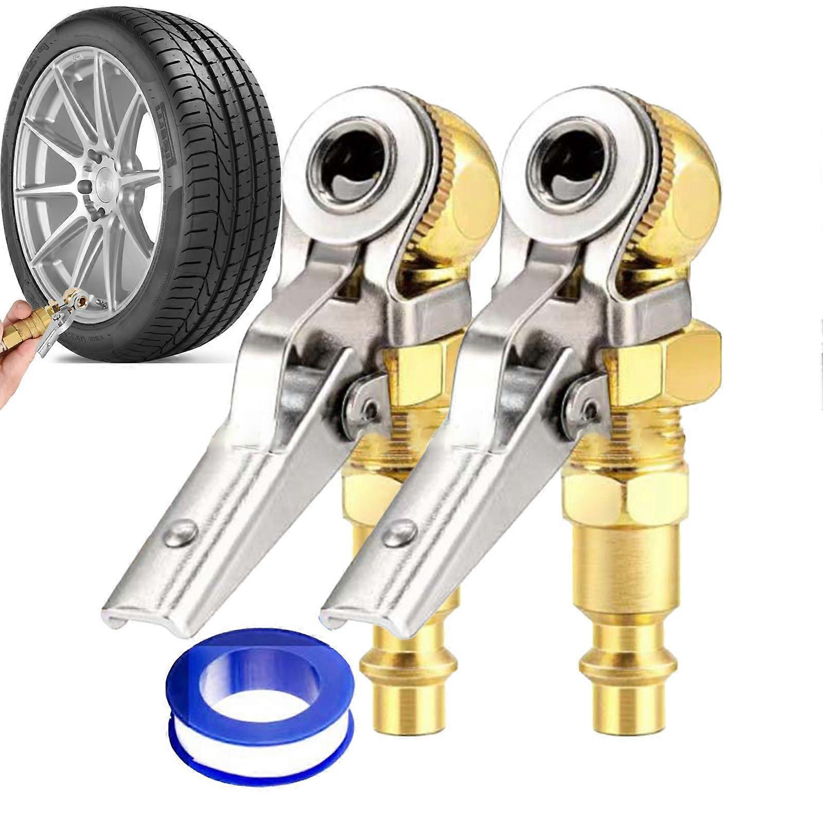 Lock Inflate Air Chuck, 2-Pack Tire Air Chuck Set for Secure Vehicle Tire Inflation, Heavy-Duty Closed Design, Compatible with Standard Compressors
