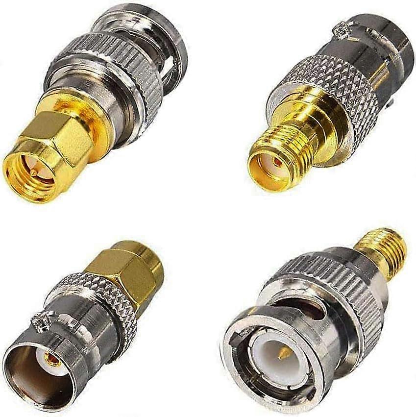 4 pieces SMA to BNC adapter, BNC male/female to SMA male/female coaxial RF connector for wireless LAN device, coaxial cable.