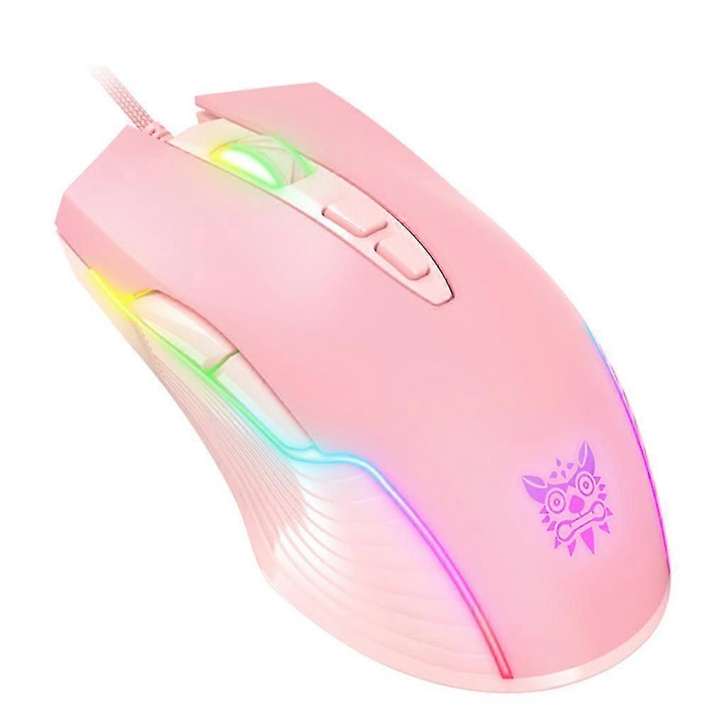 USB Optical Computer Mice Wired Gaming Mouse with 7 Programmable Buttons for Windows Vista Linux Pink
