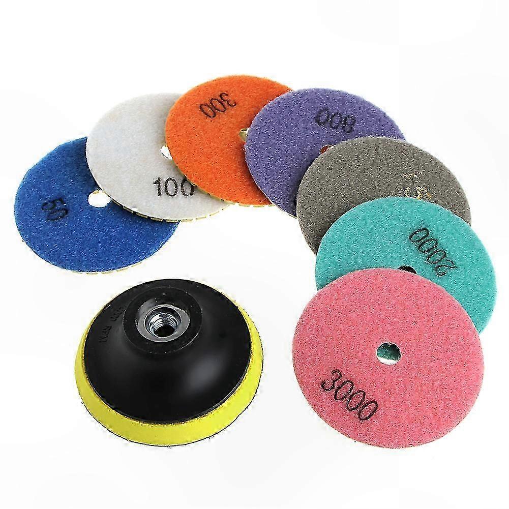 4" Diamond Polishing Pads for Granite, Marble, Concrete, and Stone Surface Grinding, 8-Piece Set