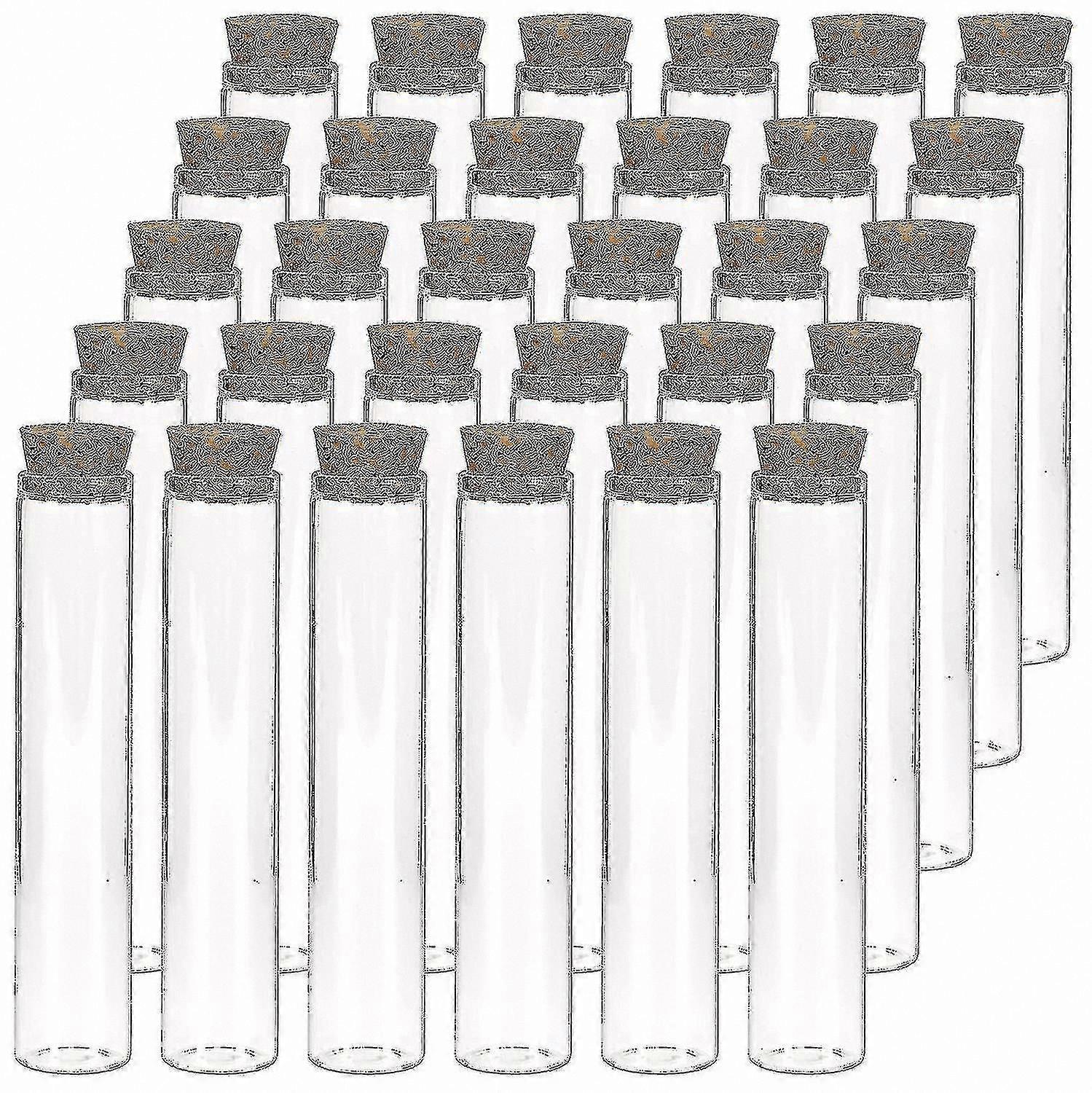30 Pack 25ml Clear Glass Tubes with Cork Stoppers for Lab Experiments, Storage Solutions