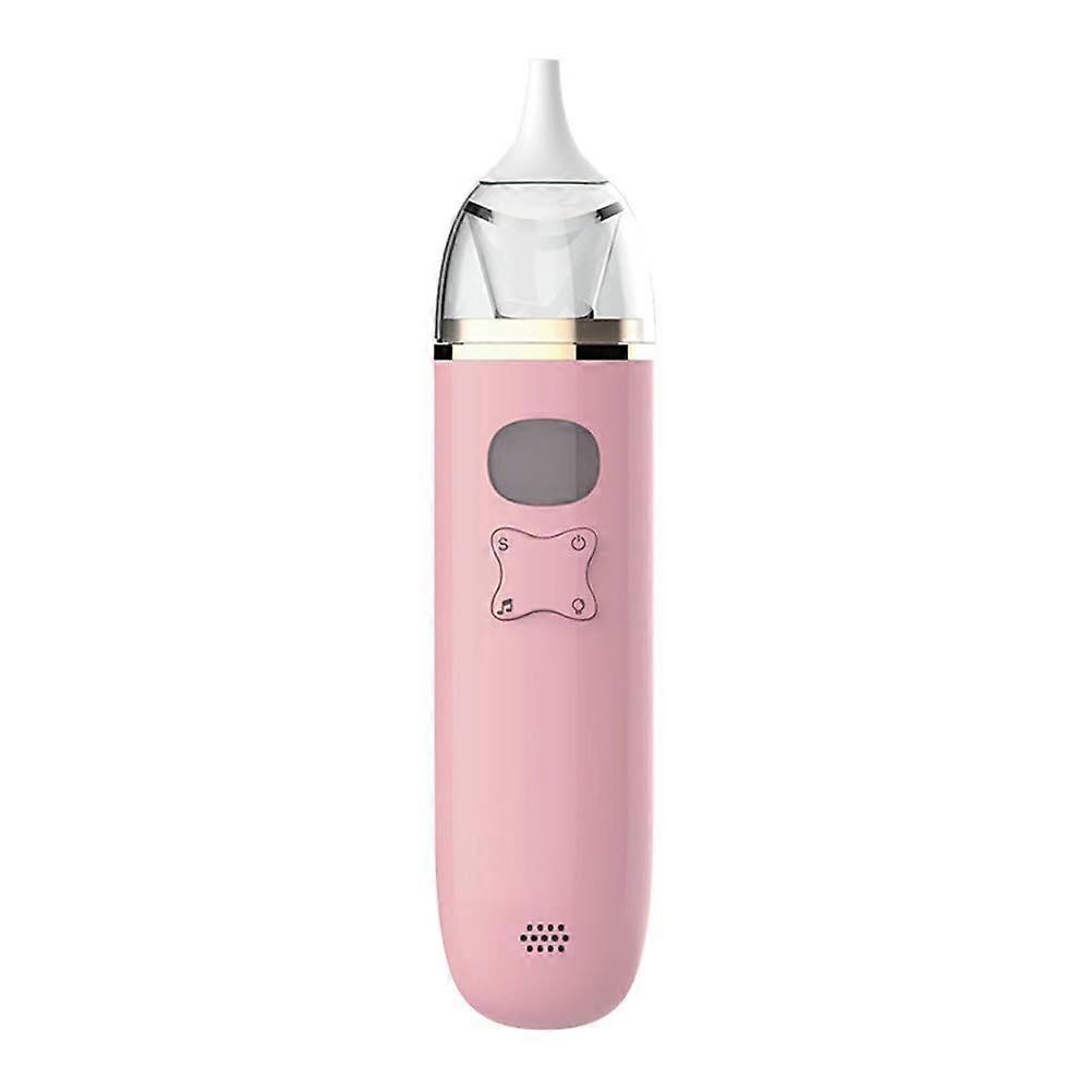 Baby Nasal Aspirator with Music, 2 Sizes of Soft Nose Tips, 3 Suction Levels, Battery Operated, Quiet Design, Pink