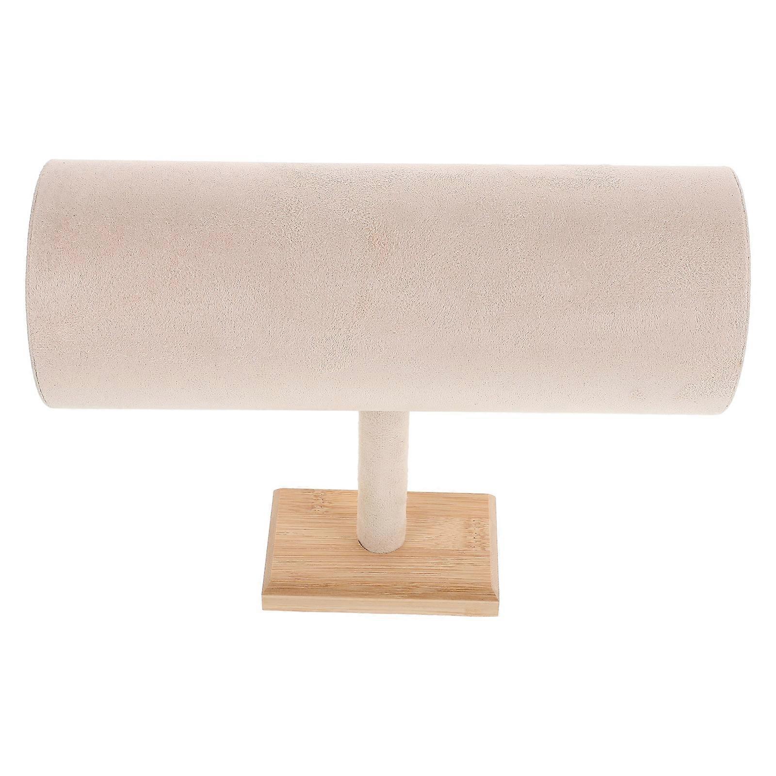 Bamboo T Bar Headband Holder Organizer with Flannel for Jewelry Storage and Display Multi