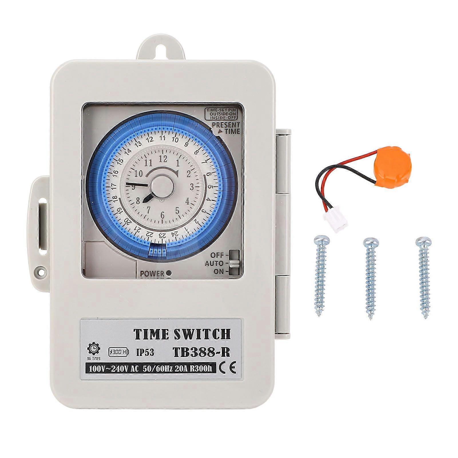 24 Hour Mechanical Timer with Transparent Cover Minimum 15 Minute Time Switch for Street Lamp Production Device TB388-R