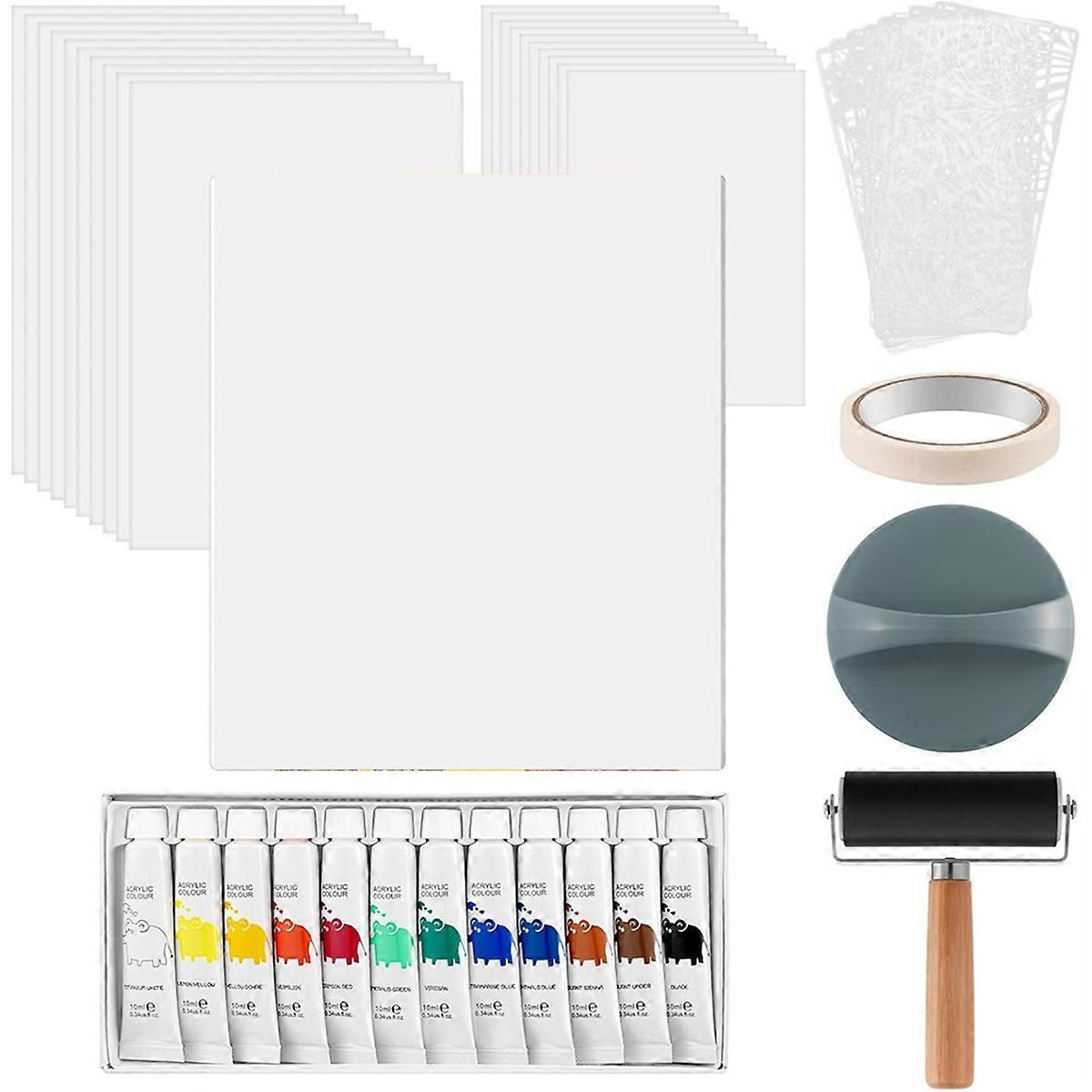 Gel Printing Plate Kit, Complete Printmaking Set with 9x12Inch Gelatin Plate,Printmaking Paper, for Art, Monoprinting