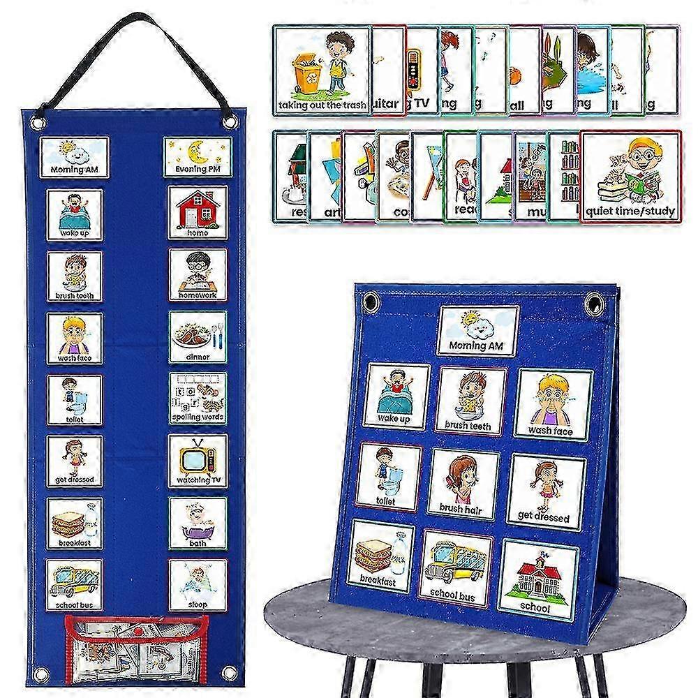Kids Visual Schedule Calendar Chart, 2 In 1 Autism Children Daily C...