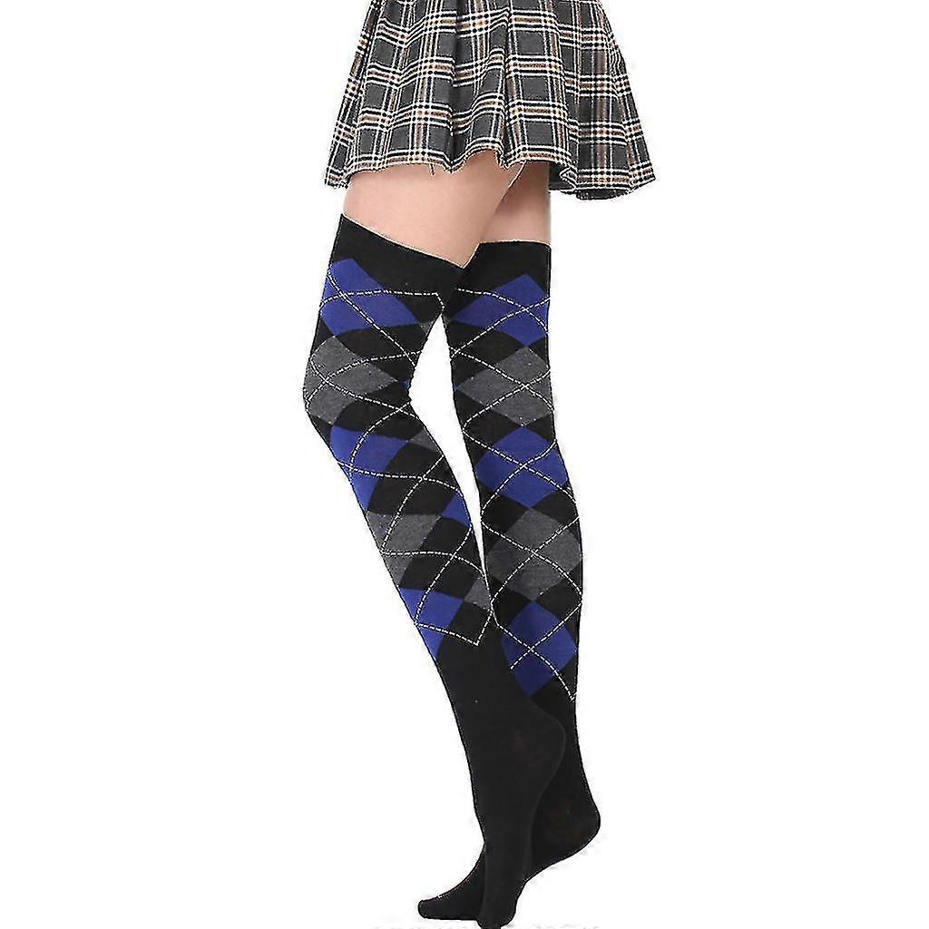 Knee-high socks, about 50cm, multi-color available, diamond pattern makes you look younger