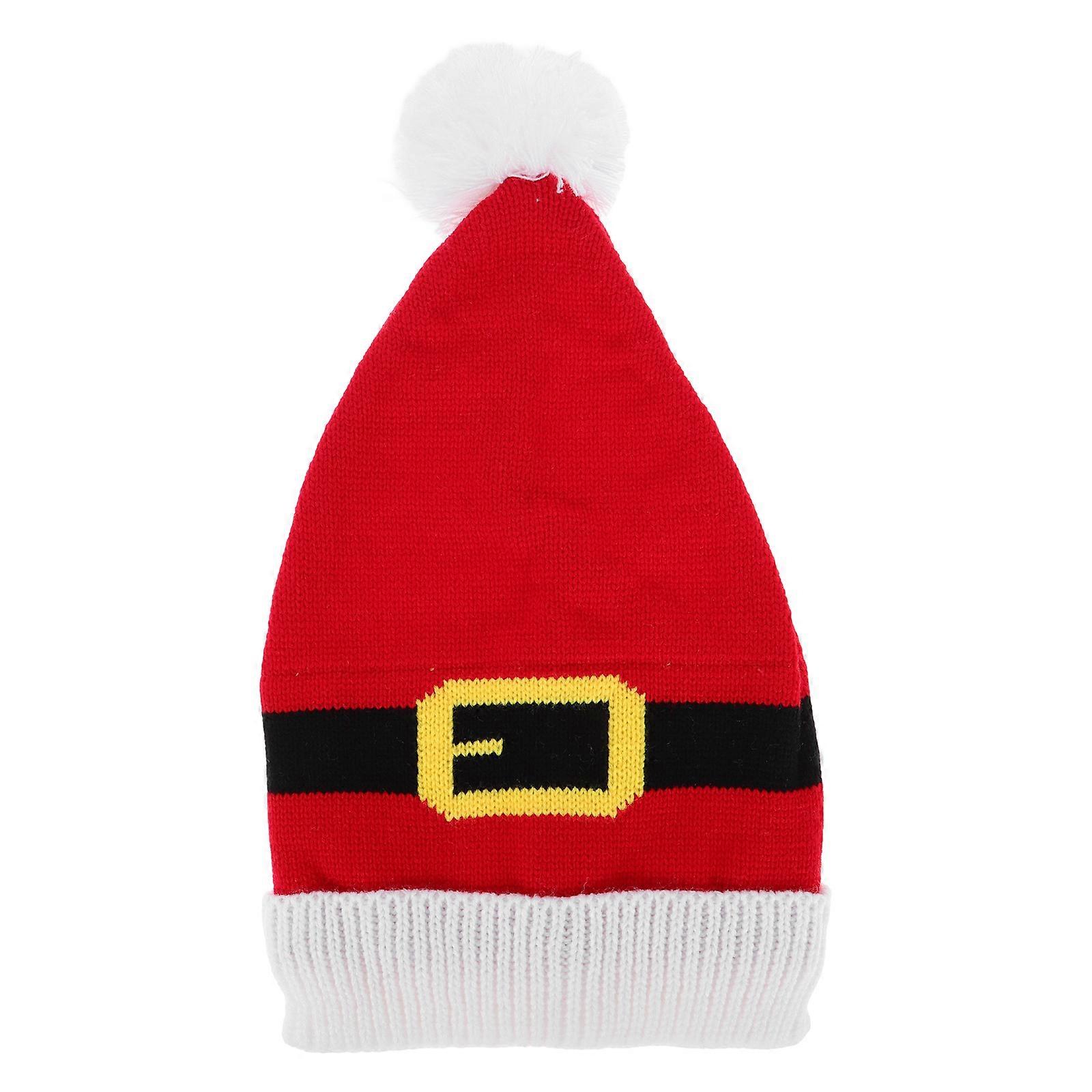 It sounds like you're describing a product listing or title for a **knitted Santa hat for adults**, featuring a **pom pom** and designed for