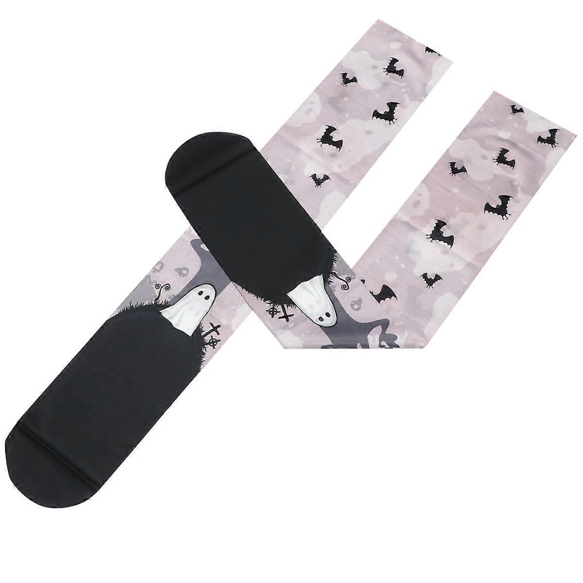 Halloween High Socks 1 Pair Of Bat Pattern Stockings Designed For Women Light Grey Fabric With Effective Warmth Function For KTV Parties