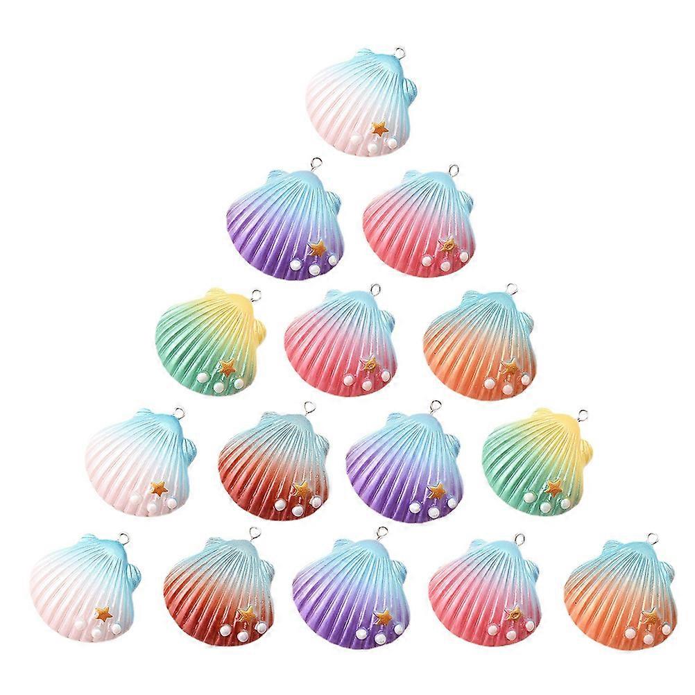 30 Pcs Resin Shell Shape Pendants Diy Jewelry Making Charms Assorted Color for Craft Projects